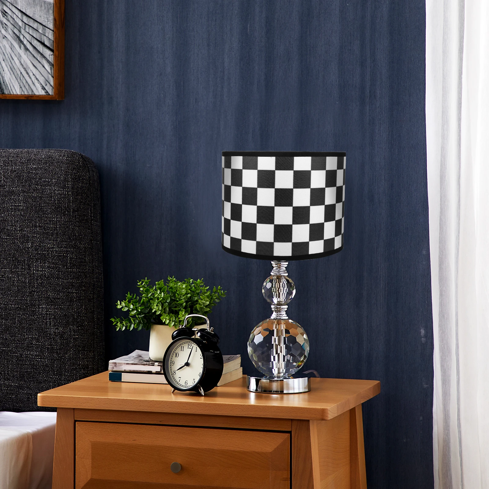 

Linen Lampshade Checkerd Shades Checkered Flag Fashionable Fabric Black Checkard Checked