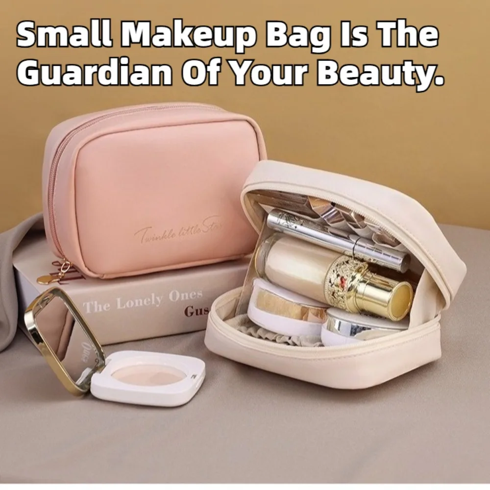 Travel Portable Cosmetic Bag Storage Bag PU Leather Material Toiletry Bag Waterproof Large Capacity Cosmetic Bag with Divider