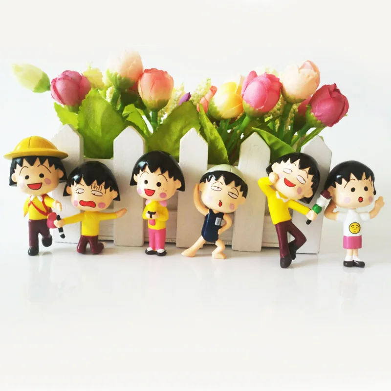 12 pz/set Chibi Maruko-Chan PVC Action Figure Anime Cartoon Mini Modello di Auto Decorazione Del Desktop Giocattolo di Fascino Regalo Di Compleanno Per Bambini