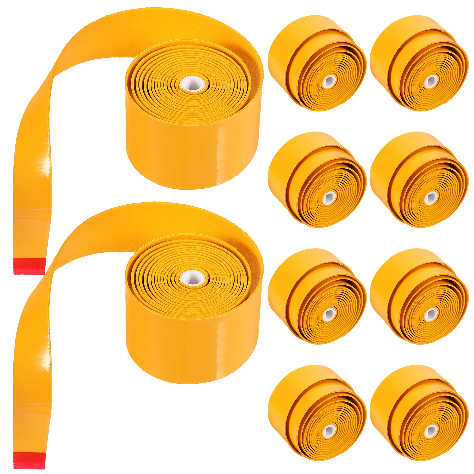 

10pcs Yellow PU Racket Grip Tape 110cm Absorbent AntiSlip Overgrip Sweatband Fishing Rod Handle Wrapping Badminton Tennis Sports