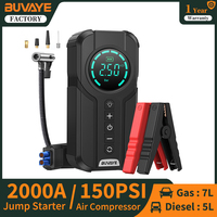 BUVAYE 2000A Jump Starter 8000mAh Power Bank 150PSI Air Compressor Portable 12V Car Charger Battery Booster Auto Starting Device