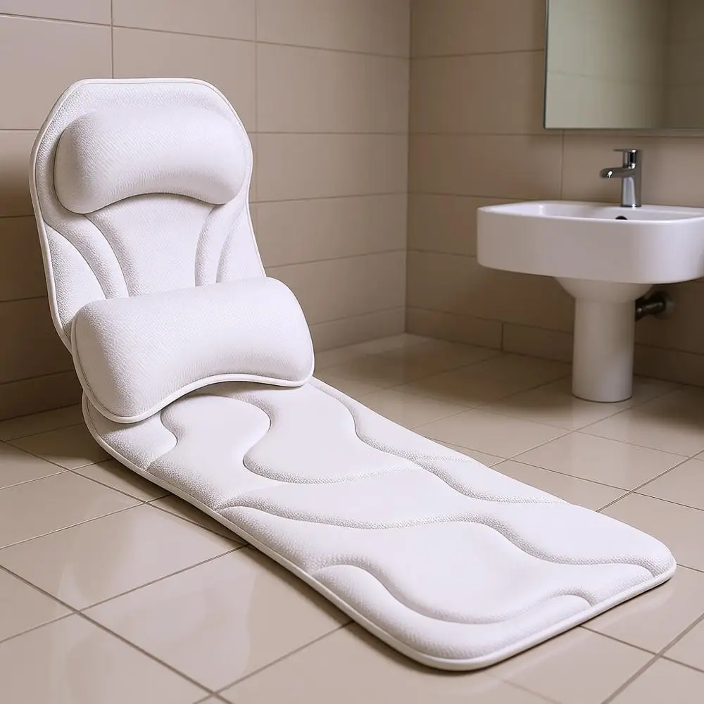 

Extra Long & Thick Bath Pillow with Back & Lumbar Support, 168 Non-Slip Cups, Soft 5D Mesh Spa Cushion for All Tubs