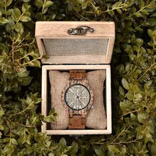 Wooden men's watch with runic circle and gold helm #2