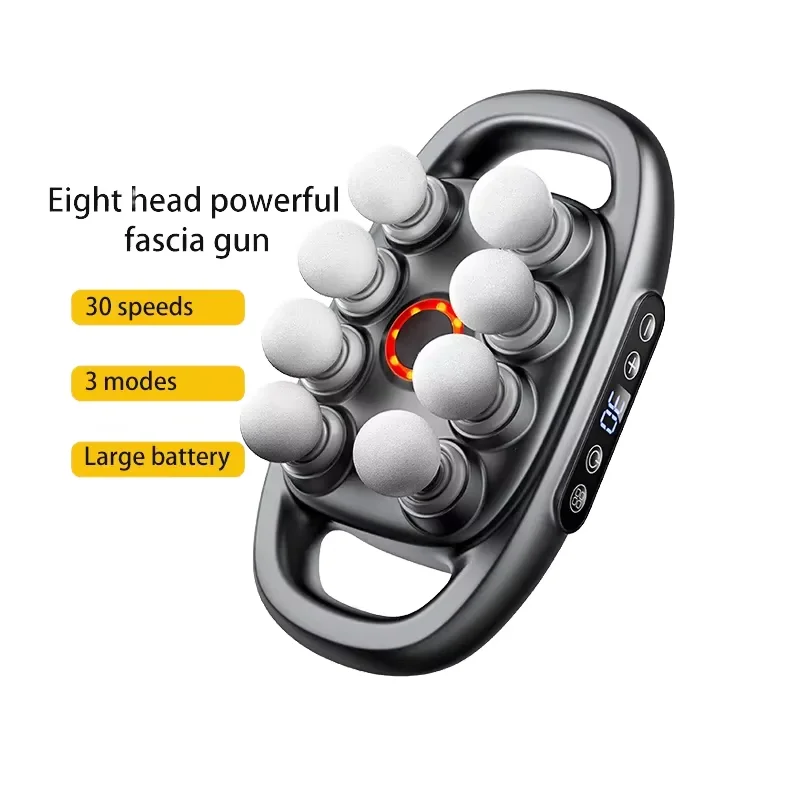 

High Quality Electric Professional Body Vibration Deep Tissue Massage Gun Best Budget Fascia Muscle Gun with 8 Heads Products