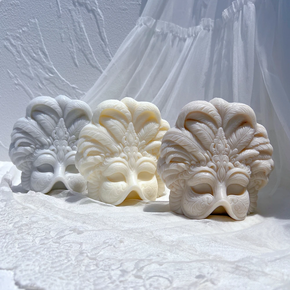 Mardi Gras Masks Candle Silicone Mold Feather Mask Silicone Molds Carnival Festival Soy Wax Tool Form For Masquerade Party