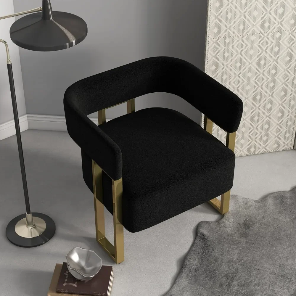 Modern Upholstered Armchair Black Bucket Chair Comfy Side Chair Barrel Arm Chairs for Living Room, Office, Club, Reading Nook