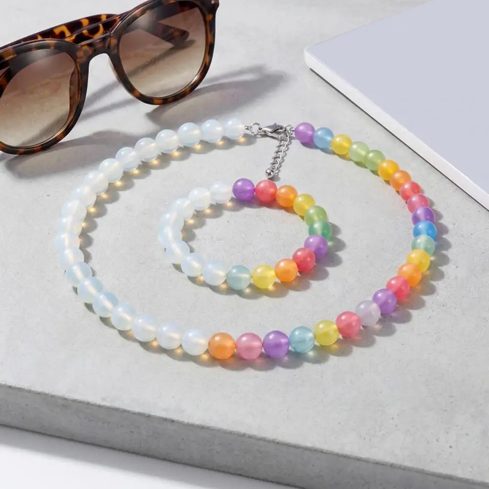 Farbwechselnder Perlenschmuck UV-Reaktive Bunte Perlenkette Dopamin-Perlen Halskette Armband Urlaubsschmuck Geschenk