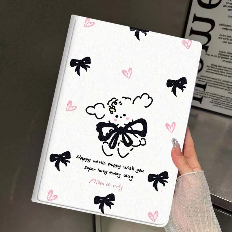 Cartoon Bear Bow Heart Cover For iPad Pro Mini Air 1 2 3 4 5 6 7 10 11 th 8 9 gen 11 M4 M5 Foldable Tablet Case