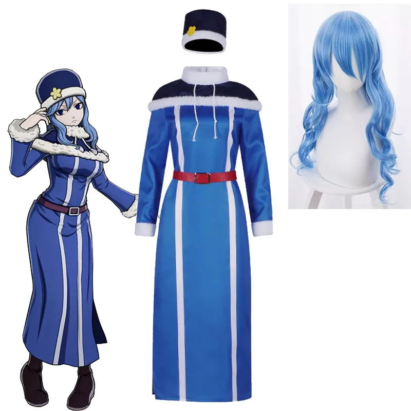 Fiesta de Halloween Juvia Lockser Cosplay vestido y pelucas disfraces de cola de hadas Anime fantasma Señor Mage lluvia mujer Juvia vestir