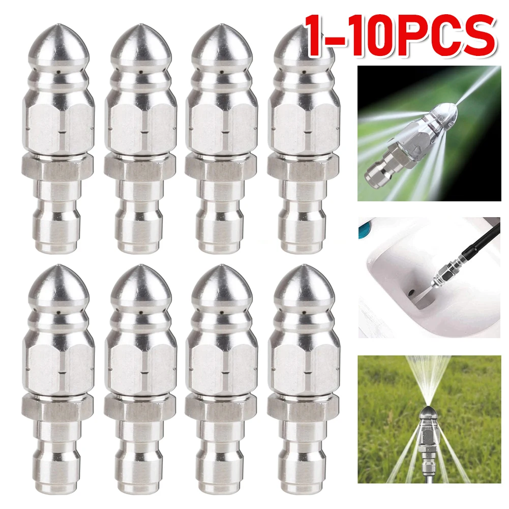 Sewer Jetter Nozzle Quick Pressure Washer Connector 5000 PSI Pipe Drain Washing Tools Head Multifunction for Household Cleaning