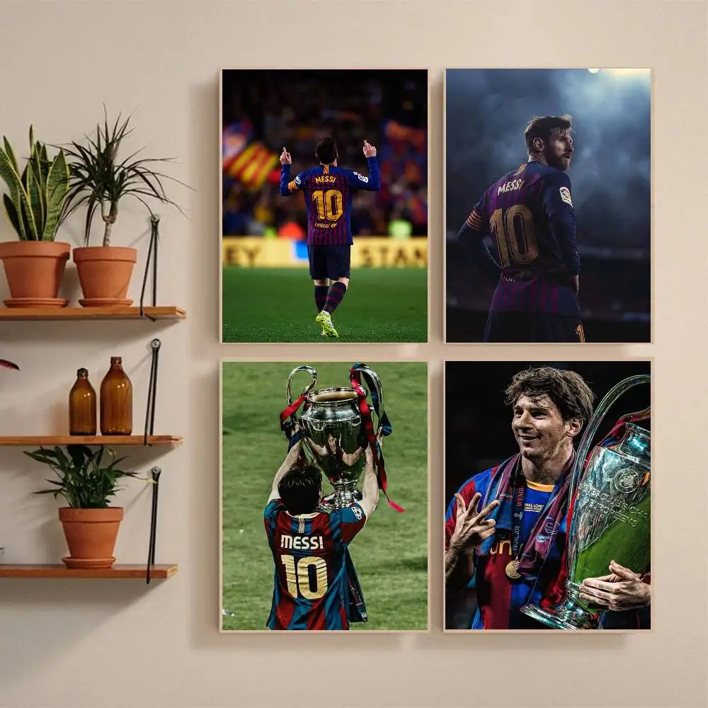 L-Lionel M-Messi Poster Self-adhesive Art Waterproof Paper Sticker Coffee House Bar Room Wall Decor