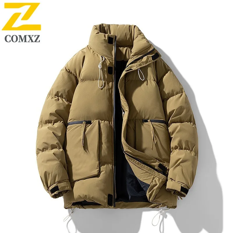 COMXZ 2025 Winter Jacket Stand Collar Japanese Style Trendy Thickened Warm Padded Jacket Loose Fit Cold Proof Plus Size Jackets