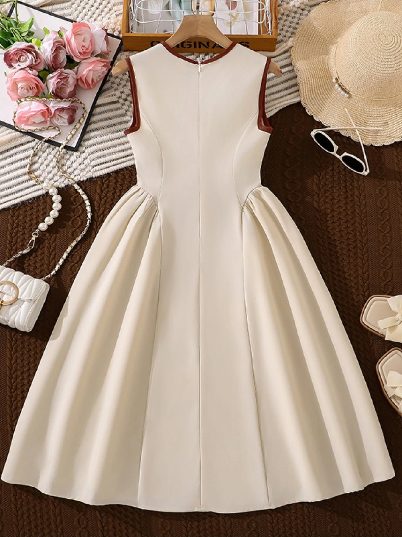Girls' Skirt Children's Clothing Spring/Summer New Elegant Patchwork Waist-Defined Sleeveless Formal Long Skirt