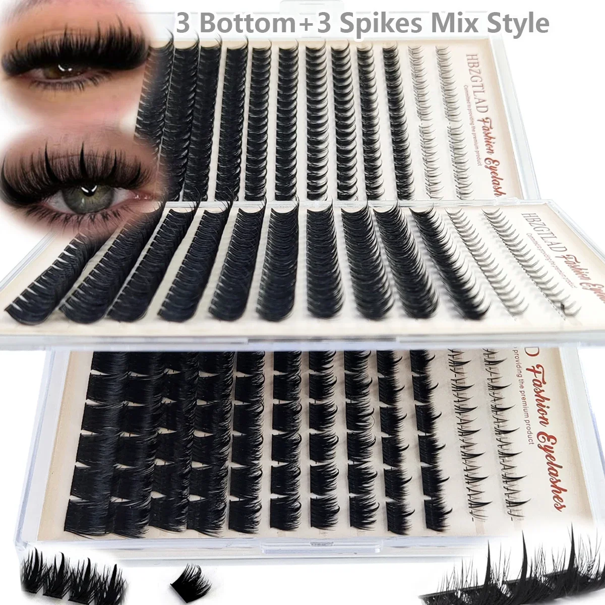 AMSDCN Salon-Like Lash Clusters Kit With Spikes DIY Eyelash Clusters D Curve Spiky Full Cluster Eyelash Extensions Eyelashes