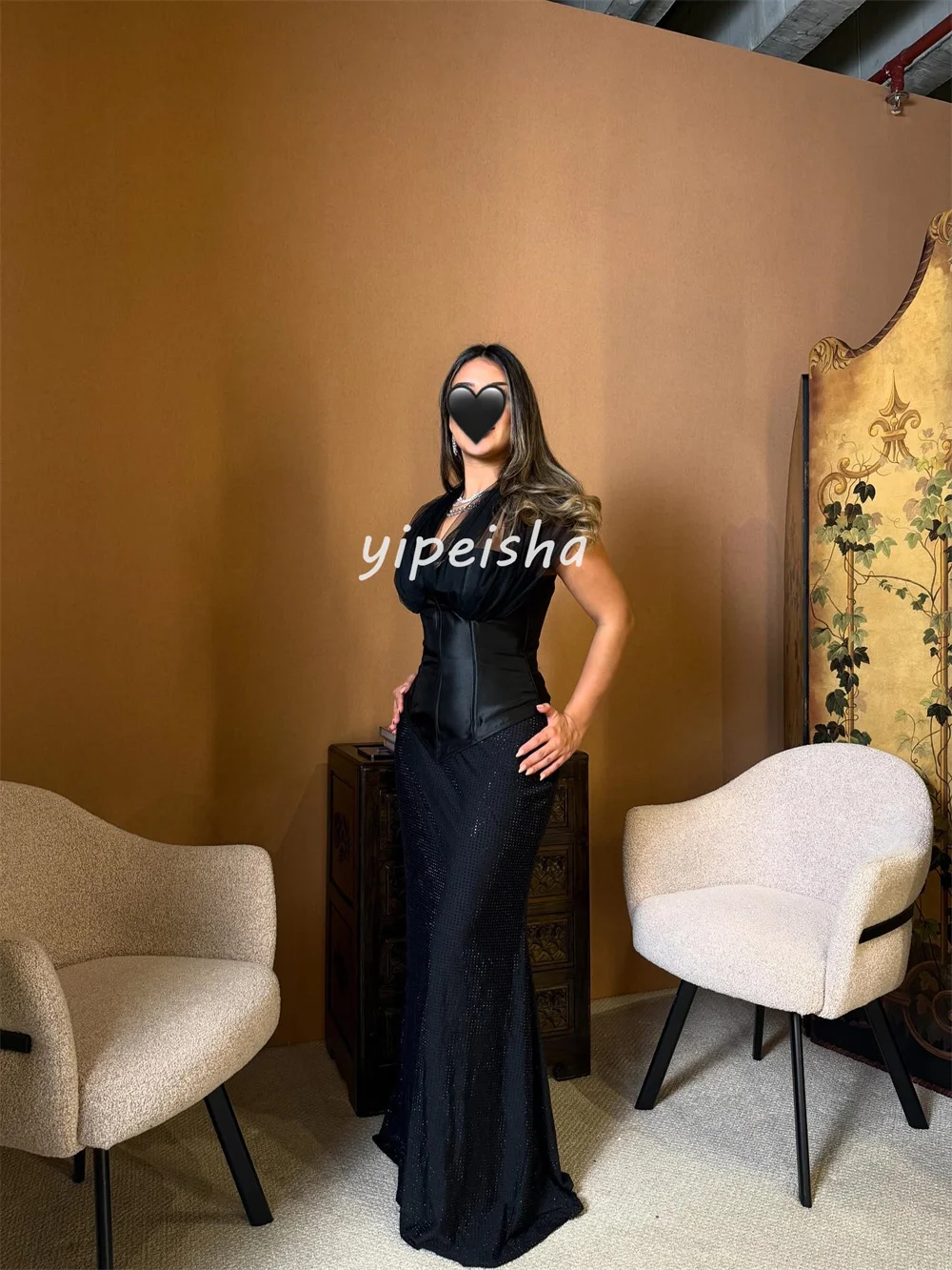 Sukienki na zamówienie, seksowne, dopasowane, plisowane, w stylu syreny, z dekoltem w serek, długie, sukienki na specjalne okazje, styl chiński, wysoka jakość, dostępne różne rozmiary.