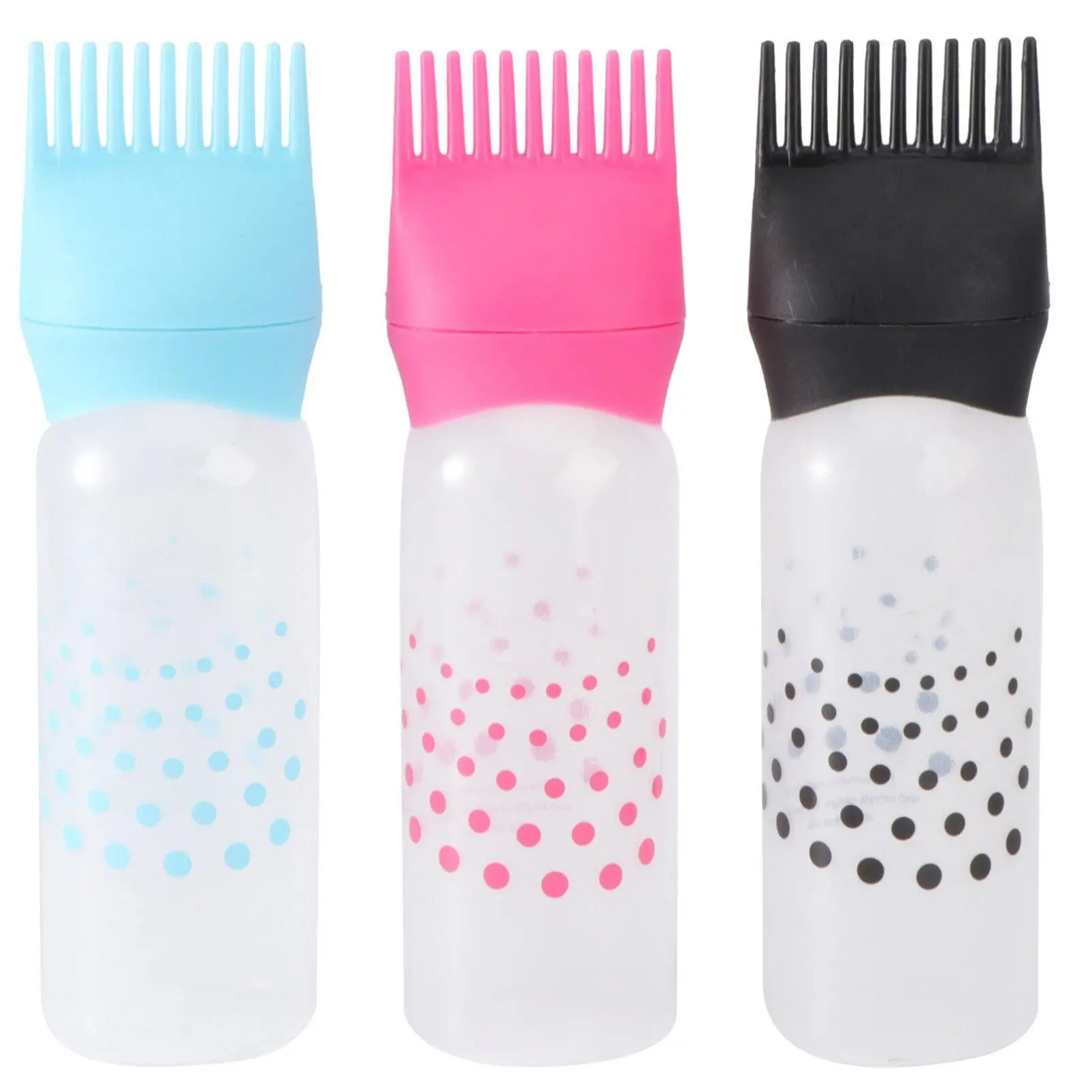 3 Colors Hair Dye Applicator Brush Bottles Dyeing Shampoo Bottle Oil Comb Hair Dye Bottle Applicator Hair Coloring Styling Tool