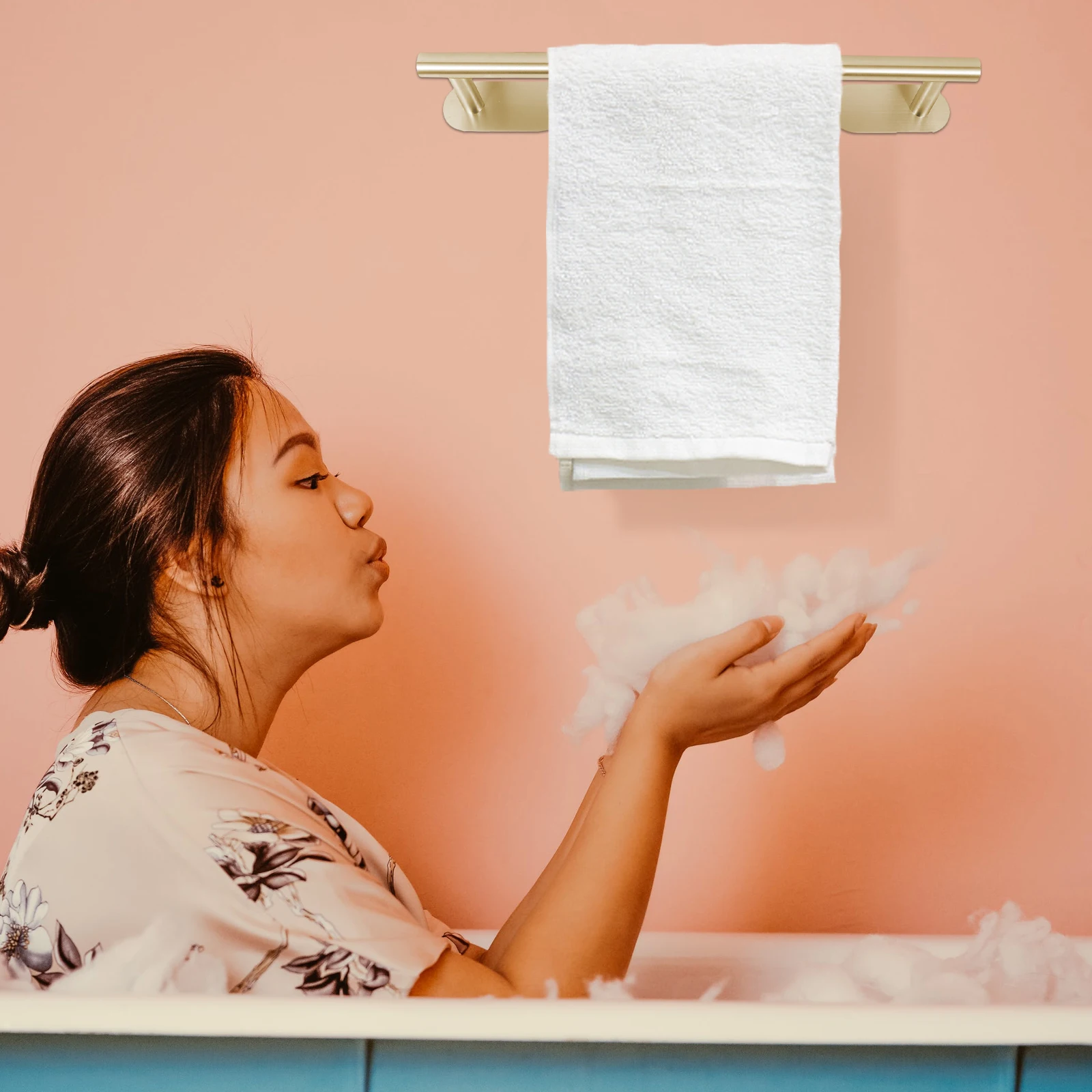 

Stainless Steel Bathroom Towel Rack Bar No Drilling Required Easy Mount Towel Holder for Kitchen Laundry Cabinet