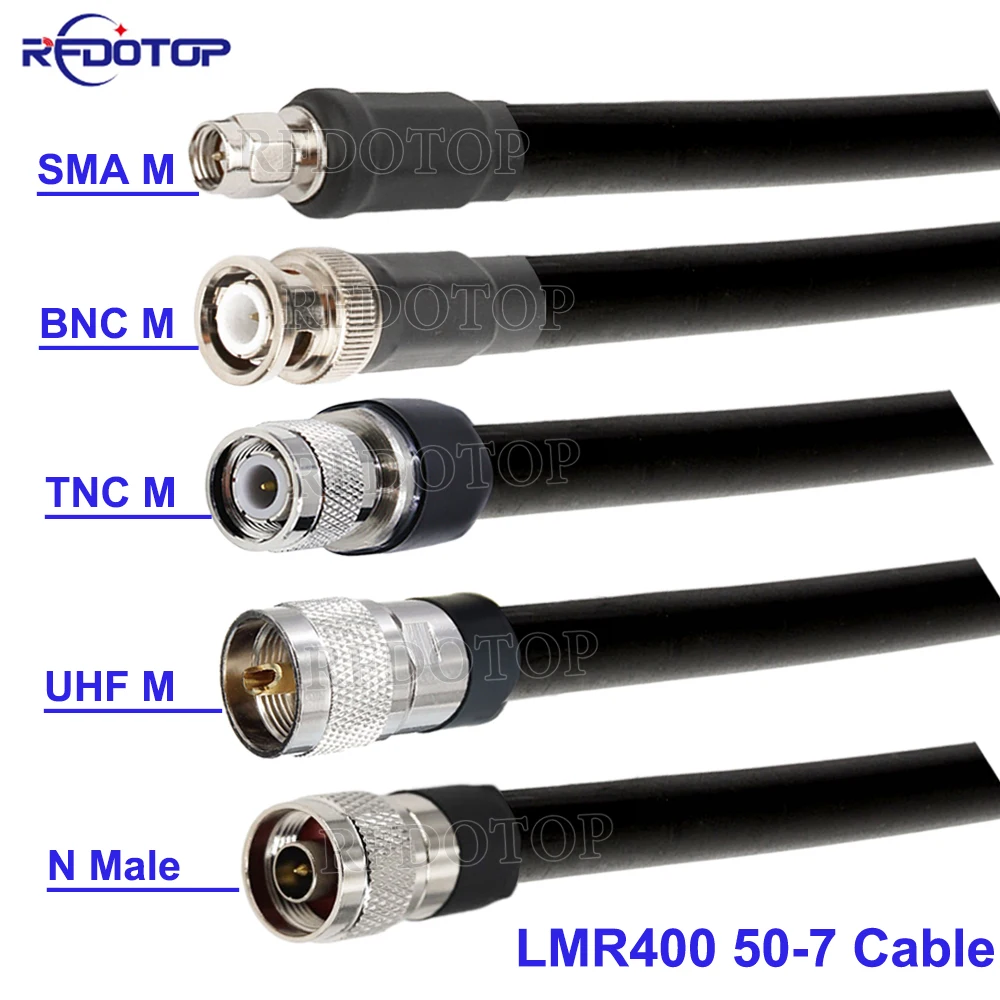 

1Pcs N/UHF/TNC/BNC/SMA Male Connector LMR400 Cable Cord 50 Ohm 50-7 RF Coaxial Extension Jumper Pigtail or Customized Connector