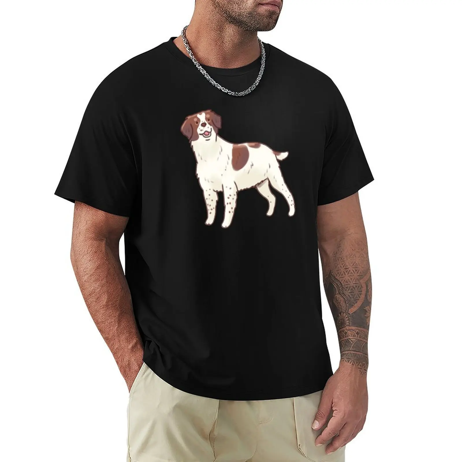 

Brittany Spaniel dog art T-Shirt sweat anime summer clothes vintage anime shirt shirts men