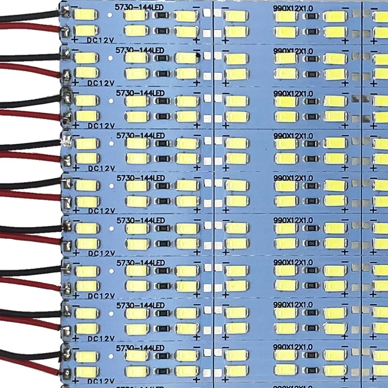 Imagem -02 - Led Rígido Rígido Faixa Bar Light Duplo Row Super Bright Quente e Branco Frio Smd 5730 25cm 50cm dc 12v 24v 144leds m 10 Pcs