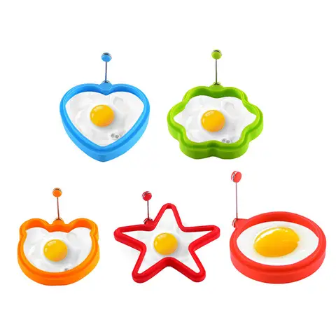 5 stili Pancake Maker Stampo per uova fritte Forme in silicone Antiaderente Funzionamento semplice Creatore di pancake Stampo per frittata Utensile per uova da cucina