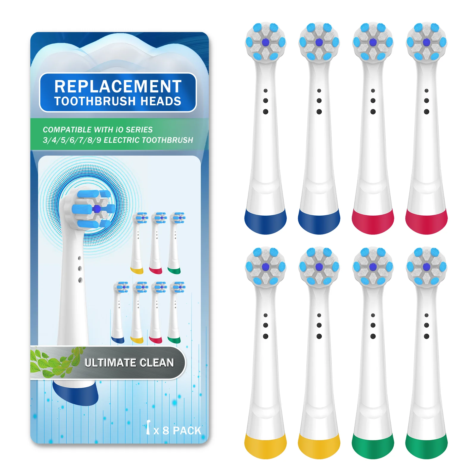 Testine di ricambio per spazzolino da denti da 8 pezzi compatibili con Oral-B iO 3/4/5/6/7/8/9 serie Ultimate Clean spazzolino elettrico