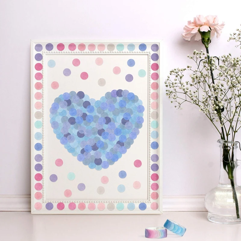 모란디 도트 와시 테이프 스티커, 원형 도트 라벨, DIY 장식 일기 플래너 스크랩북 사진 앱용, 6 롤