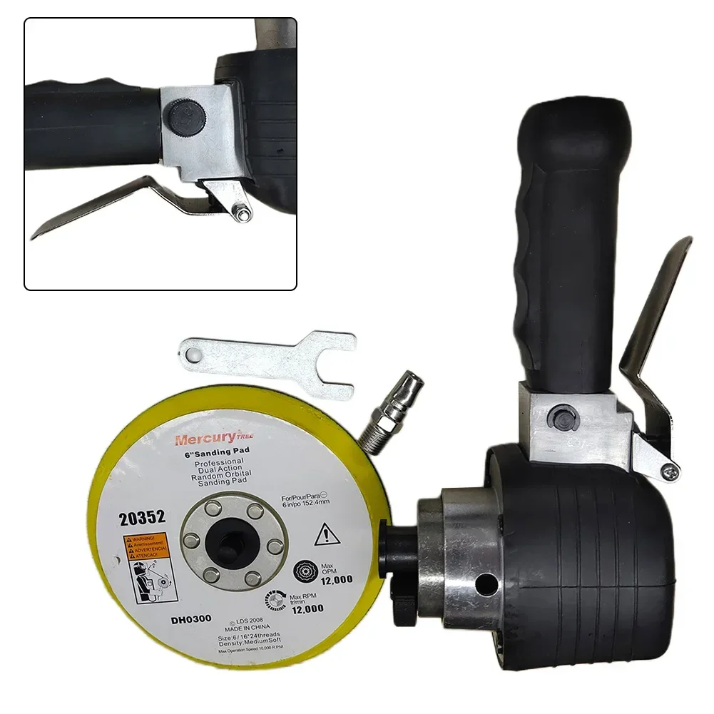 Smerigliatrice pneumatica lucidatrice da 6 pollici 340L/MIN consumo d'aria disco per lucidatura da 6 pollici filettatura per disco abrasivo da 8MM dettagli automobilistici