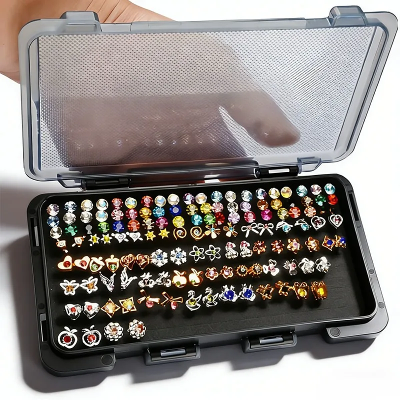 

Портативный чехол для сережек с пенопластовой подкладкой, прозрачная коробка-органайзер для сережек, маленькая шкатулка для драгоценностей с функцией дисплея для обручей-гвоздиков