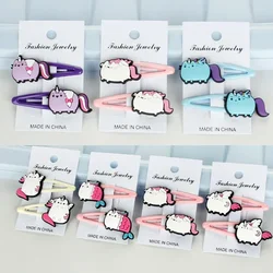 Pusheen Kawaii Hair Clips para Crianças, Figuras Anime dos desenhos animados, BB Clip, Headwear, Waterdrop Shape, Acessórios Hairpin, Presentes para Meninas, Gatos Bonitos