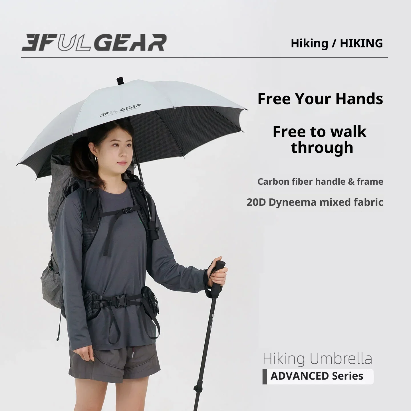3F UL GEAR Ultra Light Hiking Umbrella, Rain and Rain Dual-use Hiking Sunscreen Umbrella