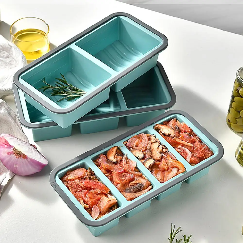 

Freeze Preservation Giant Large Silicone Ice Cube Tray With Lid Food Storage Container Baking Kitchen Tools