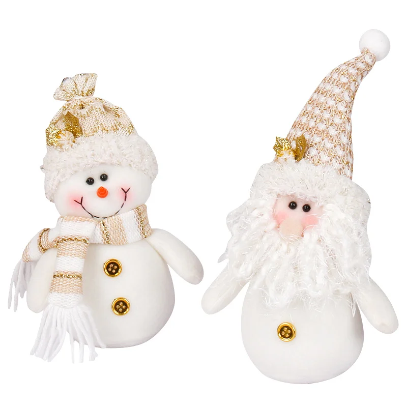 การ์ตูนคริสต์มาสตุ๊กตาPlushเครื่องประดับสีขาวSanta Claus Snowmanเครื่องประดับXmas Partyตกแต่งเด็กของขวัญ