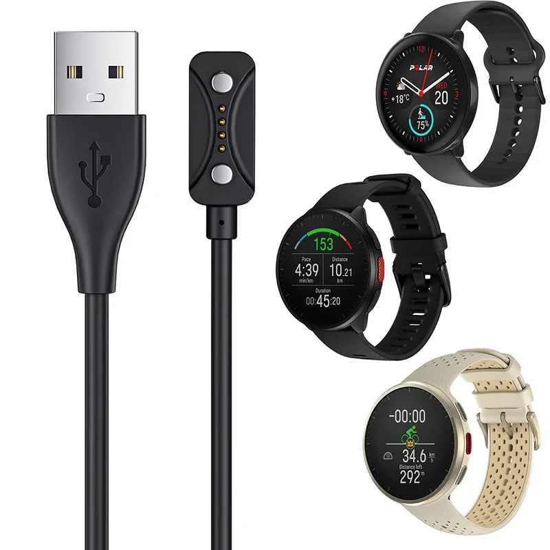 1m USB Charging Cable Charger For Polar Pacer/Pro/Ignite 3/Vantage V3/Grit X 2 Pro Sports Watch Charger Charging Accessories