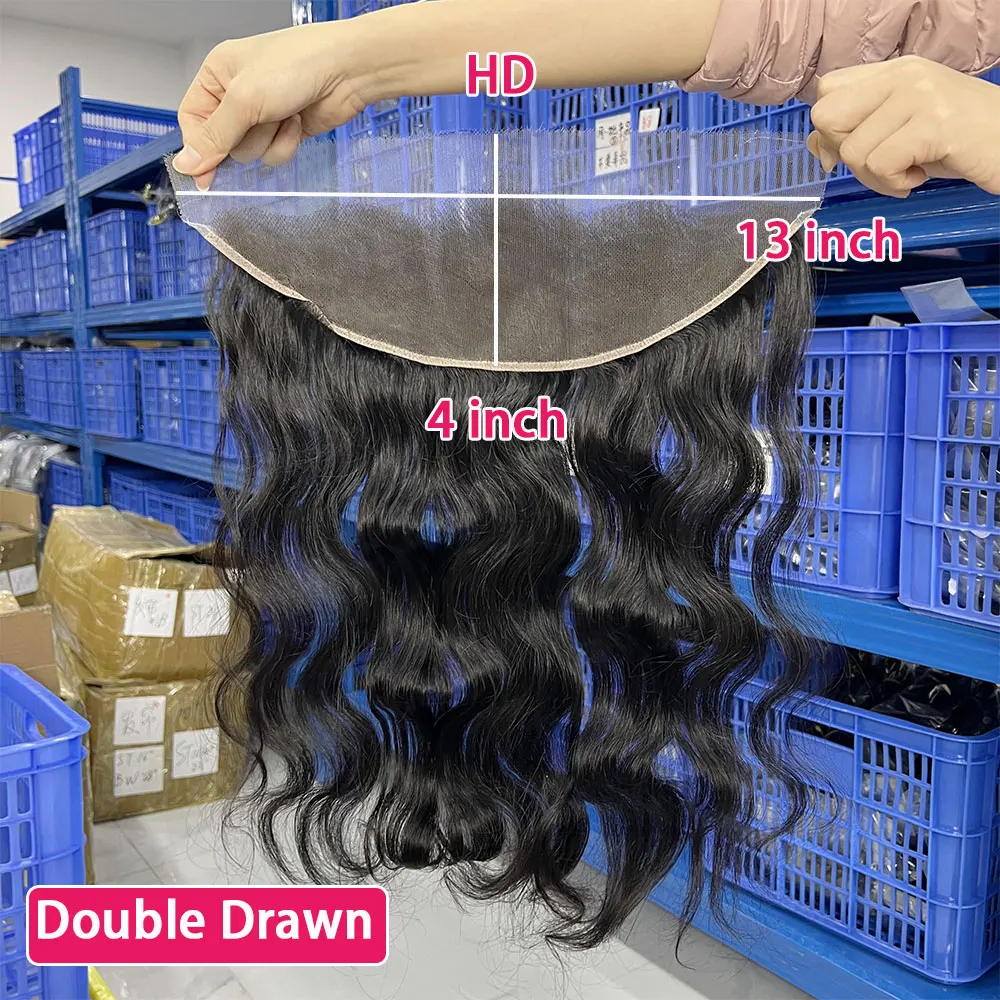 Double Drawn Body Wave 13x4 HD Lace Frontal 100% Human Hair Transparent Swiss Lace Closure Vietnamese 100% Human Hair