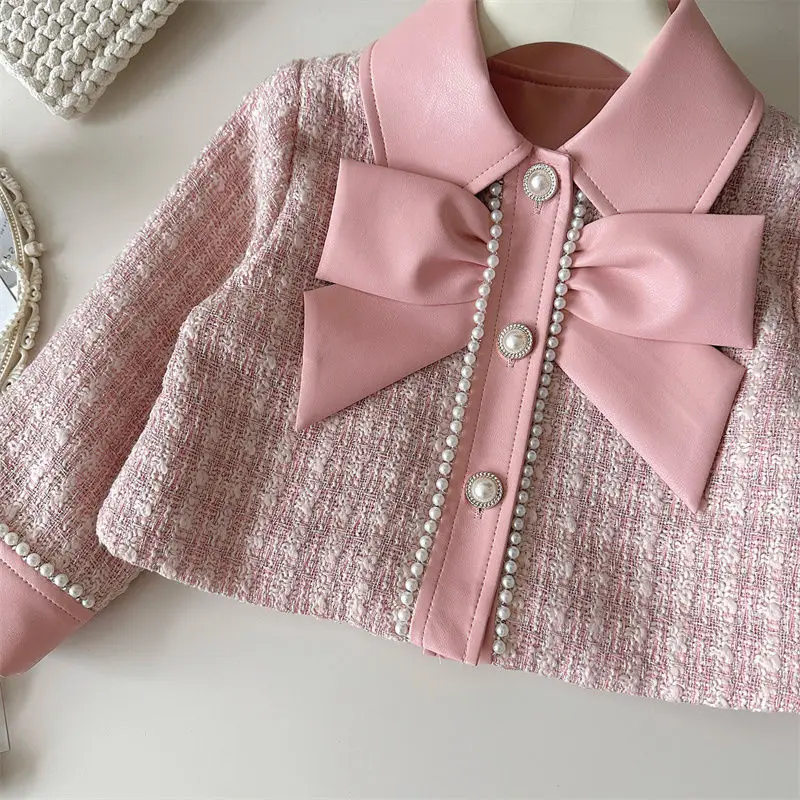OLEKID 2026 Kinder Mädchen Französisches 2-Teiliges Kleidungsset Herbst 2-8 Jahre Kinder Mädchen Kleiner Duftmantel Zweiteiliger Faltenrock-Outfit – Detail 5
