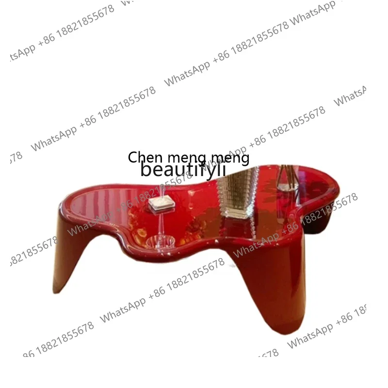 

Новый стиль, современный бесшумный ветер, галька, красная форма, чайный столик, скамейка, овальная, нерегулярная, с облаками, для гостиной, кофе, без табуретки 1001