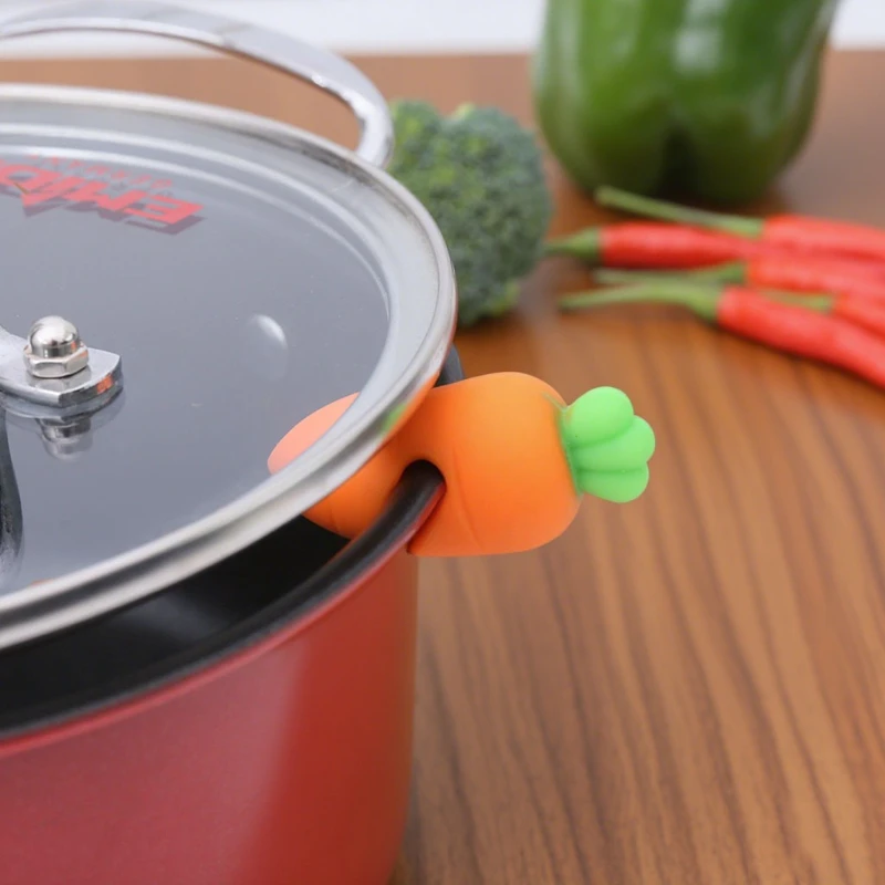

Pot Lid Raised Spill Preventer Silicone Small Carrot Soup Cooking Helper Kitchen Utility Gadget