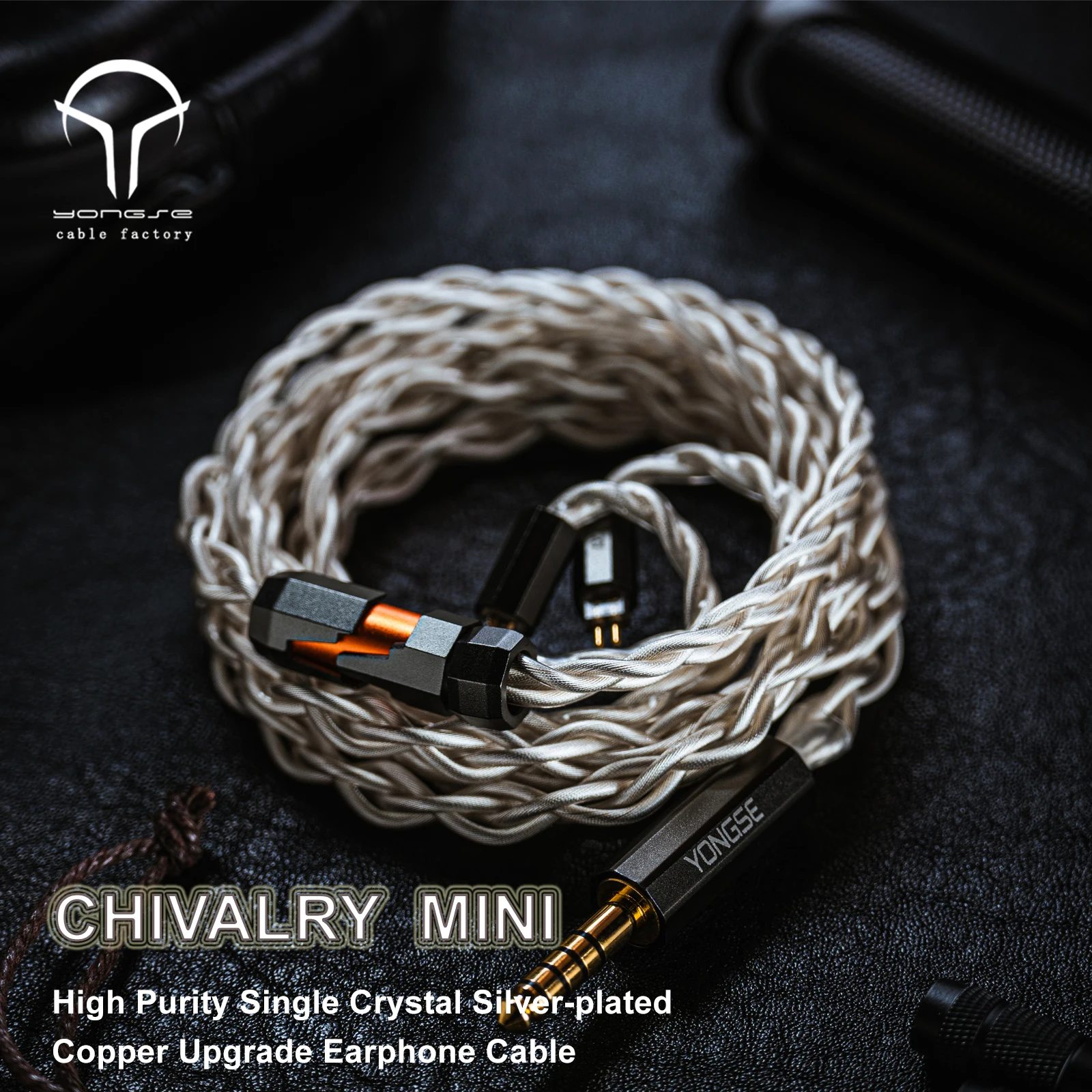 

YONGSE Chivalry Mini High Purity Single Crystal Silver-plated Copper Upgrade Earphone Cable Gold Plated Plug Bravery Winter Zero