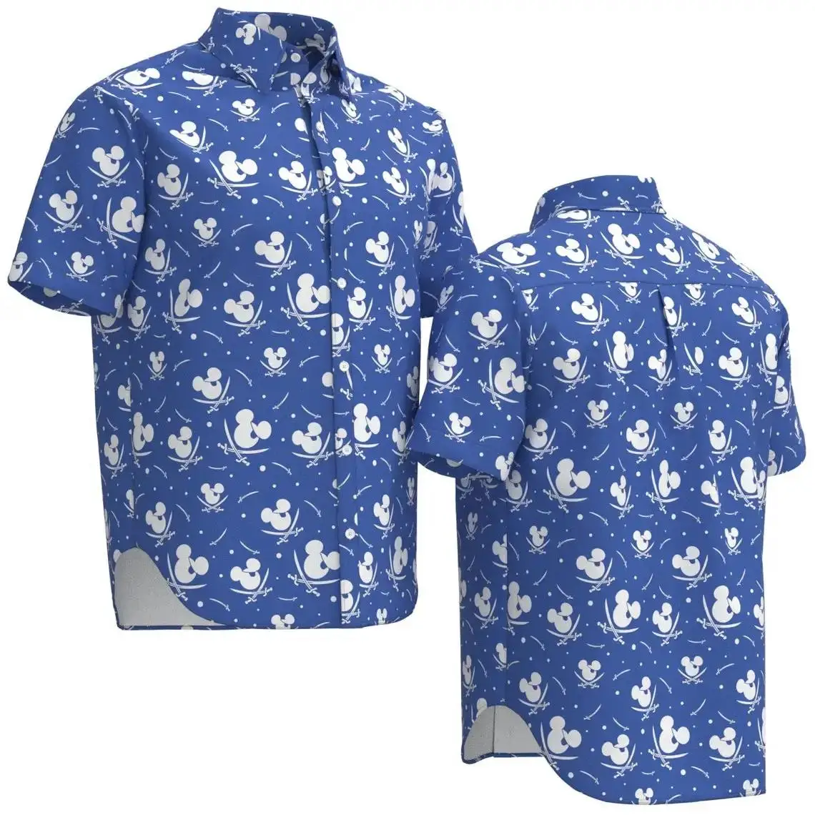 ديزني قميص هاواي قصير الأكمام ، ميكي ماوس ، سيف القراصنة معصوب العينين أزياء ديزني لاند #4