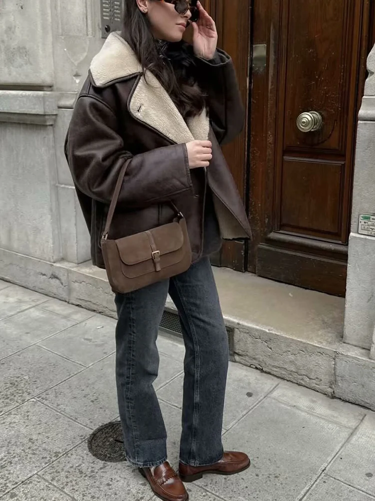 

European and American style 2025 Autumn/Winter New Arrival Women's Clothing Design Double-sided Lapel Long-sleeved Jacket