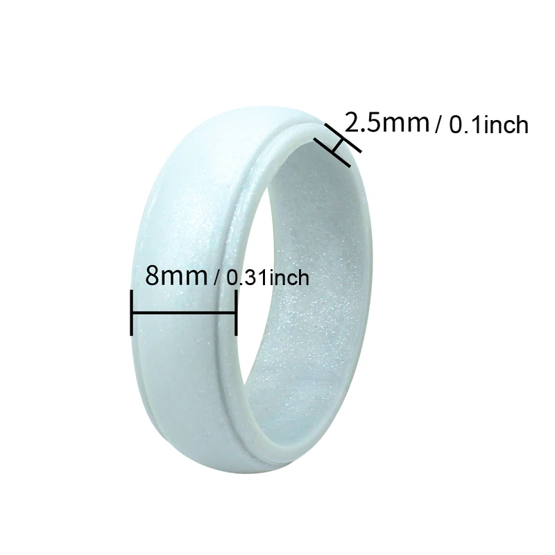 8mm Classic Silicone Rings for Men Women Dome Beveled Edge Flexible Outdoor Sports Silicone Finger Ring Jewelry