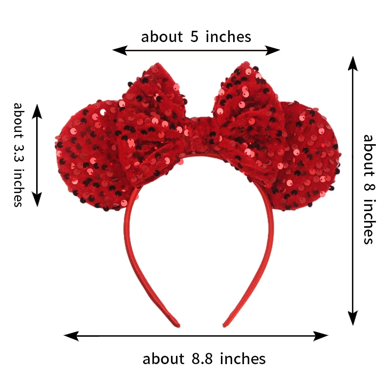 Disney Mickey Mouse Ears Headbands For Girls Women Glitter Sequins 5\