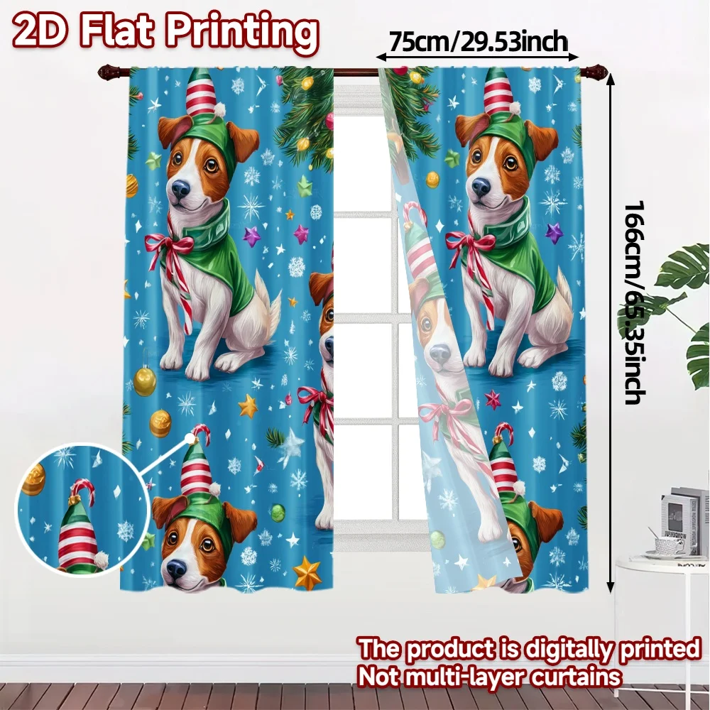 2D Flat Printing,JIT 2pcs, Curtains (Without Rod) Festive Pup Popular Fashionable Curtains Prints Light Filtering Curtains Art