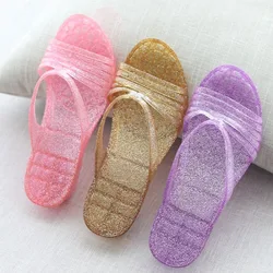 Shoes Bedroom Women's Slippers and Ladies Sandals Jelly Transparent Slides Bathroom Rubber Flip Flops Clear Wholesale on Sale 39