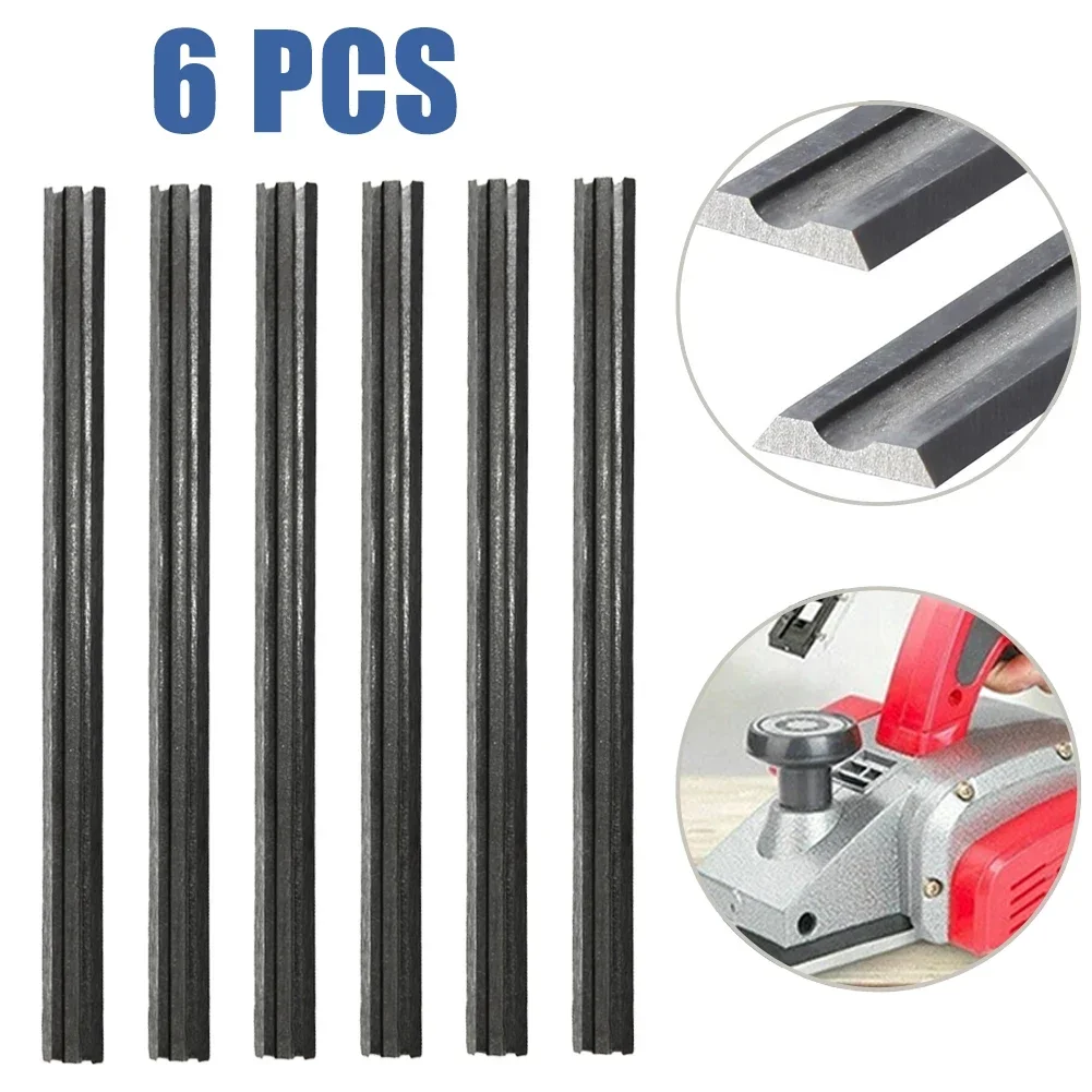 6pcs Planer Blade 60HRC 82x5.5x1mm Carbon Planning Blade Straight With Two Cutting Edges Electric Planer Knives