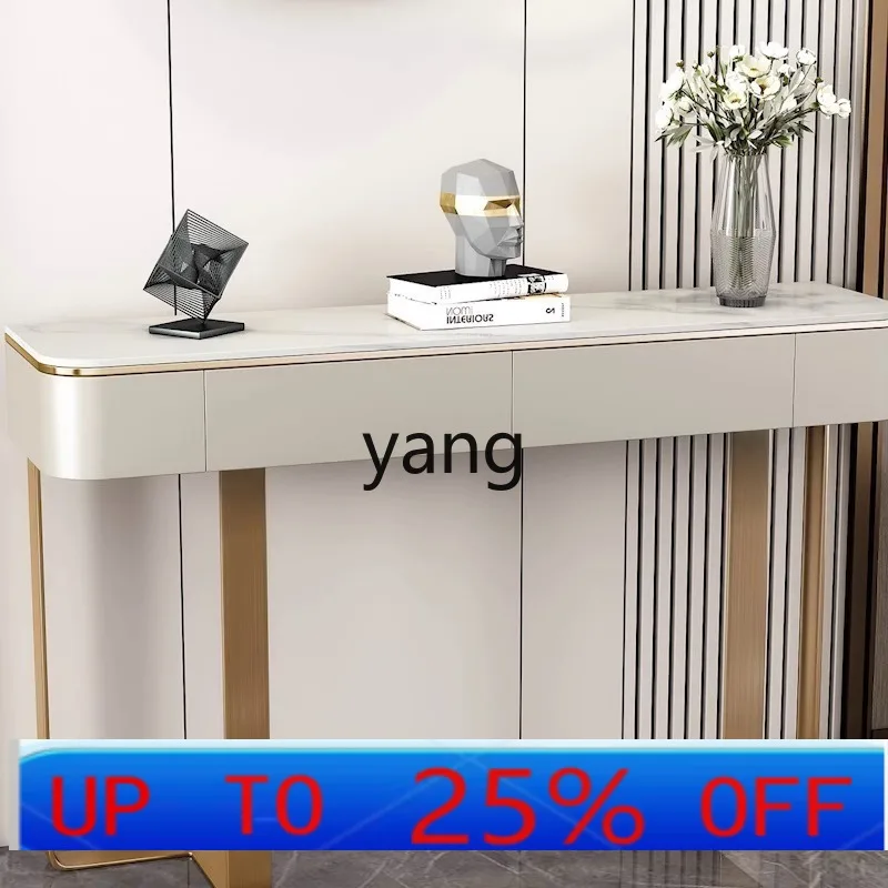 

LTT light luxury home rock slab entrance table household living room simple modern entrance cabinet corridor against the wall