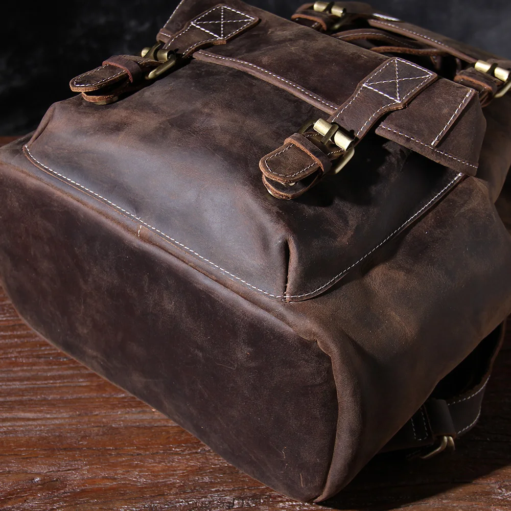 S.WORKER Vintage Echtleder-Rucksack für Herren, Reise-Vintage-Crazy-Horse-Schultasche, Große Laptop-Schultertasche aus Rindsleder für Männer – Detail 26