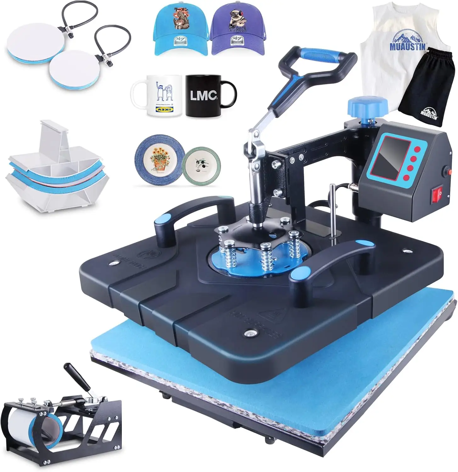 Heat Press Machine 15x15 Inch Heat Transfer Machine 360-Degree Swing Away Multifunction Digital Sublimation