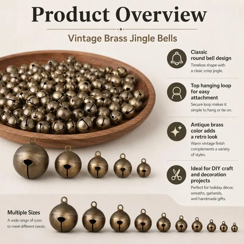 50/25 DIY-Basteleien 6~25mm Metall-Glöckchen Großpackung Feiertagsdekorationen Weihnachtsbaum-Zubehör – Detail 5